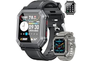 KIMEAG Smart Watch for Men Fitness Tracker: Military Smart Watches for Men Digital Mens Watches Make/Answer Call Running Waterproof Smartwatch Android Phones iPhone Samsung Compatible Heart Rate Monitor