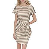 DKNY Women's Short Sleeve Jewel Neck Tie Front Detail Mini Dress