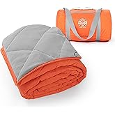 STOVER Large Waterproof Outdoor Stadium Blanket- Extra Thick Soft Fleece Camping Blanket for Travel, Picnics, Sports, Dogs- 79"x55" Warm, Windproof, Sand-proof, Lightweight, Packable (Game Day Orange)