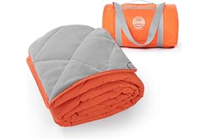 STOVER Large Waterproof Outdoor Stadium Blanket– Extra Thick Soft Fleece Camping Blanket for Travel, Picnics, Sports, Dogs– 79"x55" Warm, Windproof, Sand-proof, Lightweight, Packable (Game Day Orange)