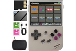 VOACLE RG35XX Handheld Game Console , Dual System Linux+GarlicOS 3.5 Inch IPS Screen Built-in 64G TF Card 6831 Classic Games Support HDMI TV Output with Portable Bag (Gray)