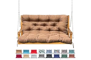 NANGELRN Porch Swing Cushion with Backrest,Waterproof Bench Cushion for Outdoor Furniture,2-3 Seater Replacement Thickened swing cushion with Ties,Patio,Outdoor,Backyard and Garden (Light Coffee,40x40")