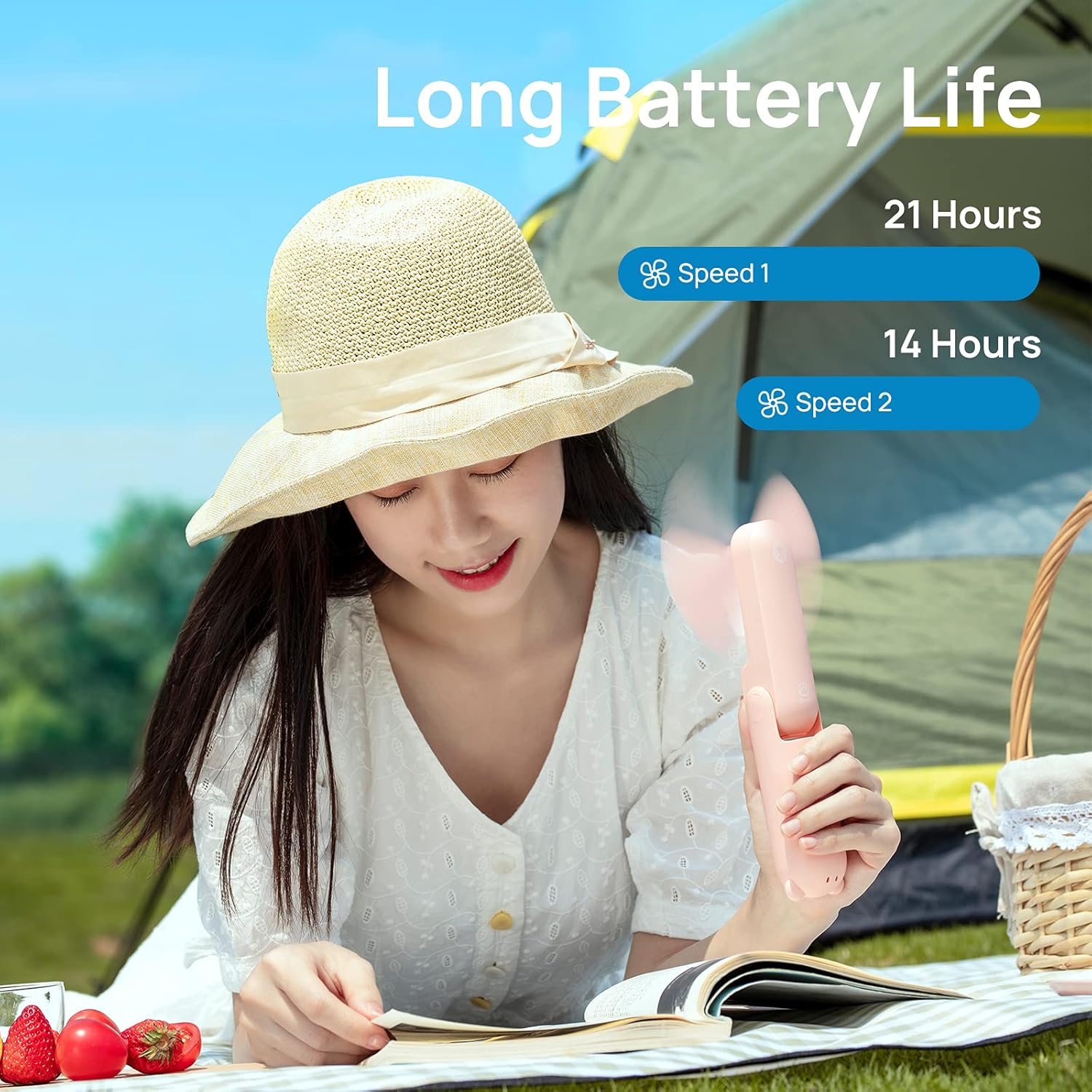 JISULIFE Handheld Mini Fan, 3 IN 1 Hand Fan, Portable USB Rechargeable Small Pocket Fan, Battery Operated Fan [14-21 Working Hours] with Power Bank, Flashlight Feature for Wowen,Travel,Outdoor-Pink: Health & Personal Care