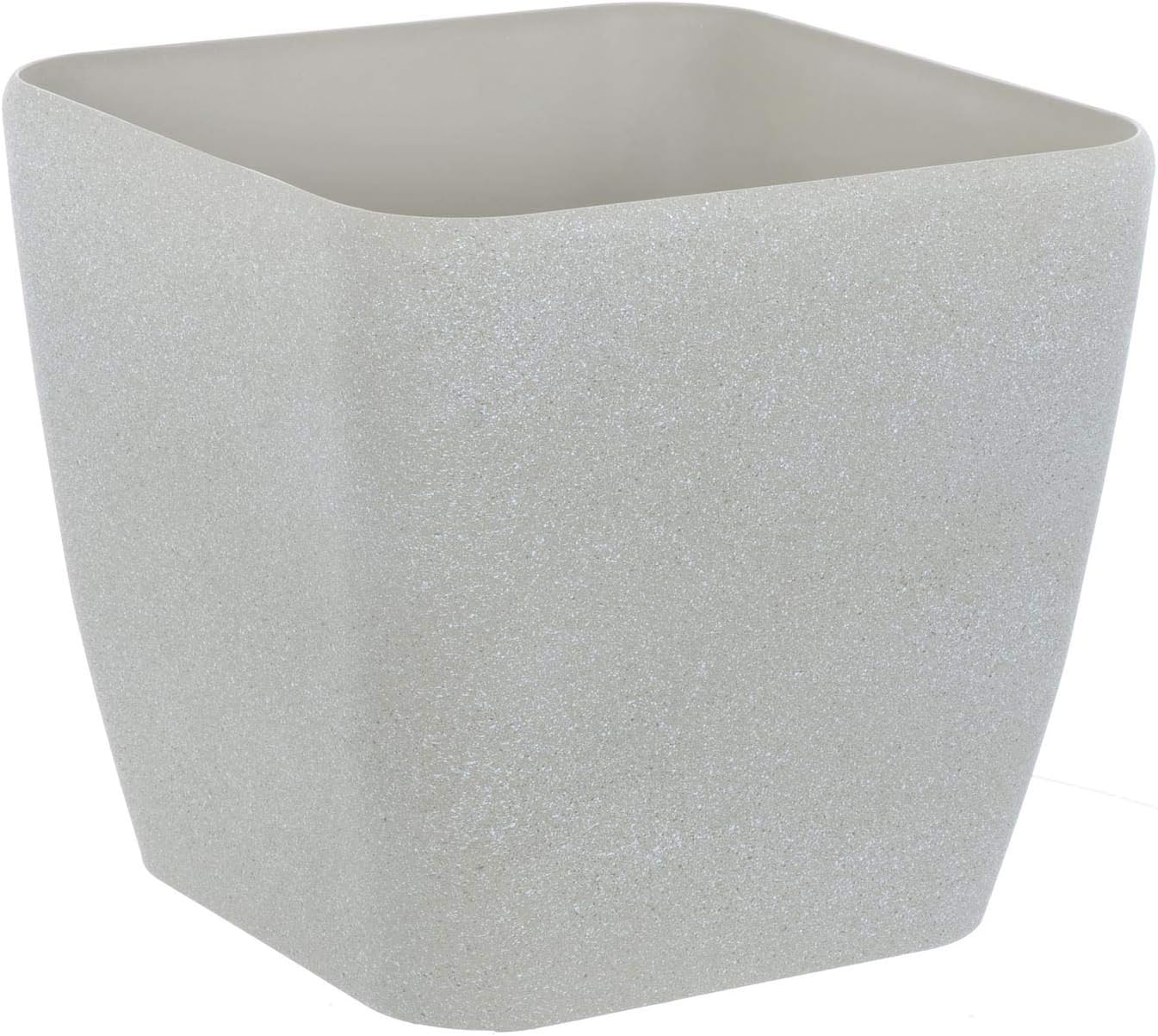 Azuma Square Plant Pot With Sandstone Effect Plastic Garden Home Gardening Planter - Beige 20cm
