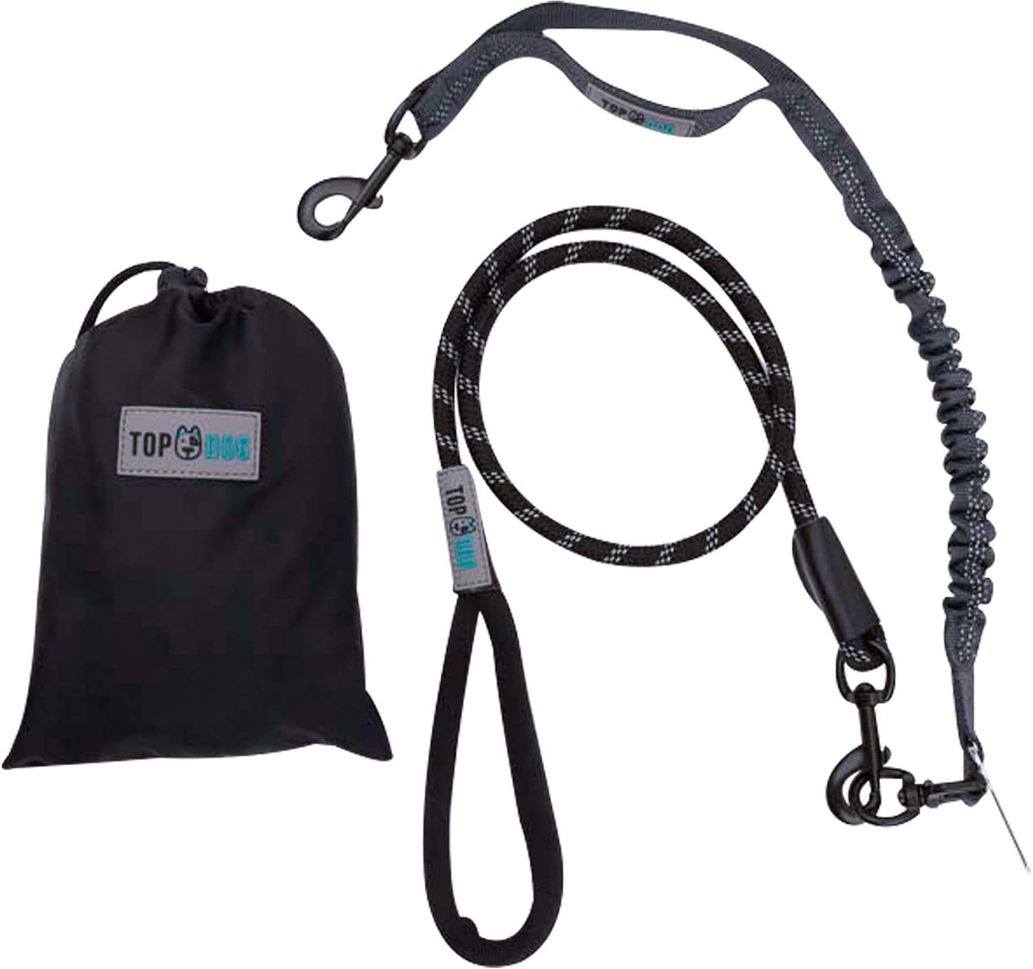 TopDog Anti Pull Dog Lead 3 in 1, Extra Strong Shock Absorbing Bungee with Car Seatbelt for Safety Restraint | Proven Results | Bungee Lead For Dogs