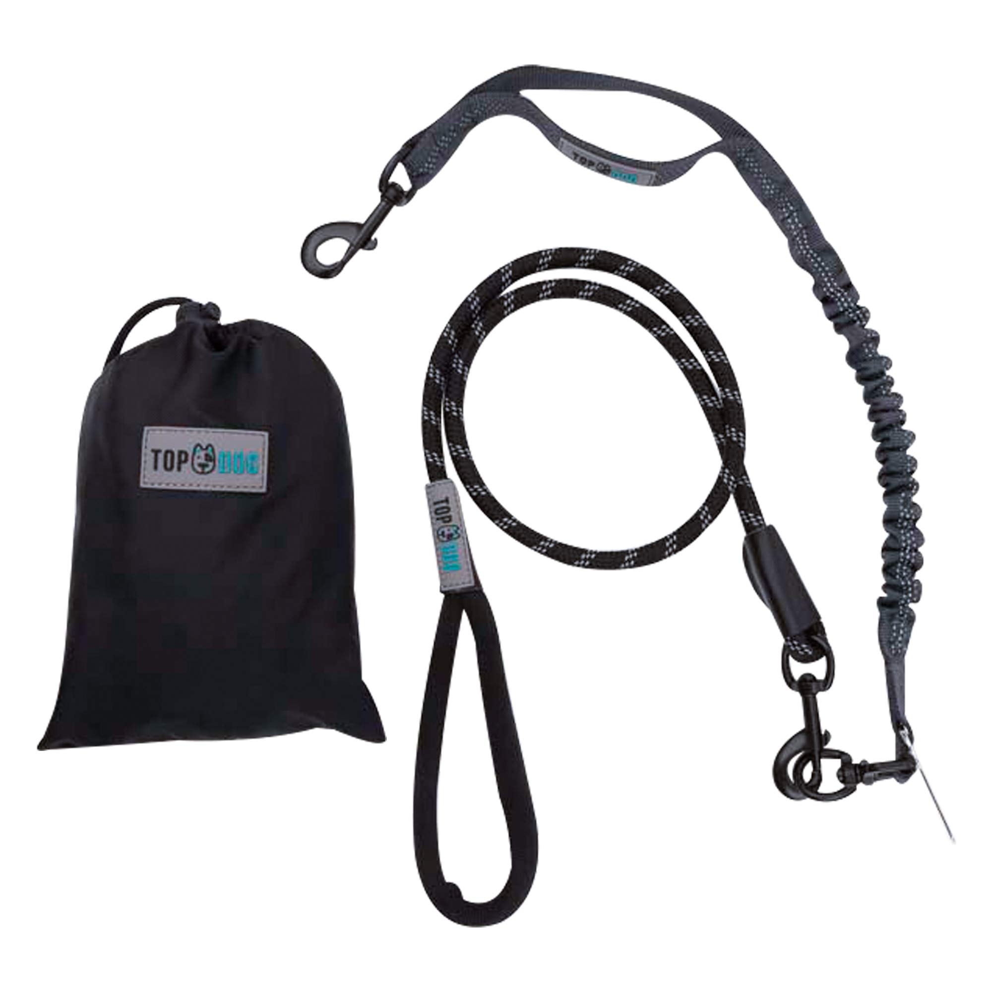 TopDog Anti Pull Dog Lead 3 in 1, Extra Strong Shock Absorbing Bungee with Car Seatbelt for Safety Restraint | Proven Results | Bungee Lead For Dogs