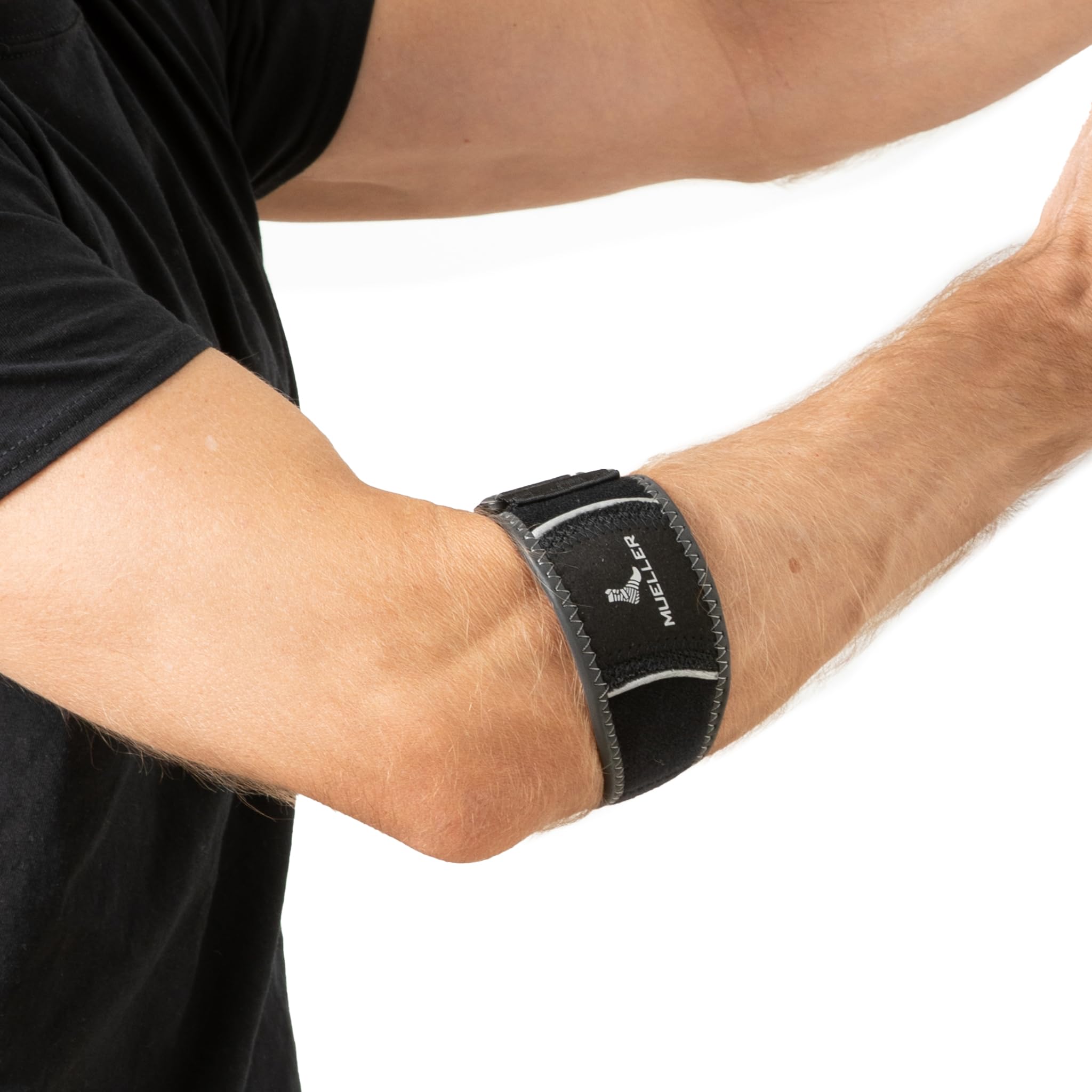 Mueller HG80 Premium Tennis Elbow Brace – Size Large/X-Large – Adults Black Adjustable Compression Support for Tennis & Golfers Elbow – Breathable Antimicrobial Forearm Brace – Day & Sport Wear