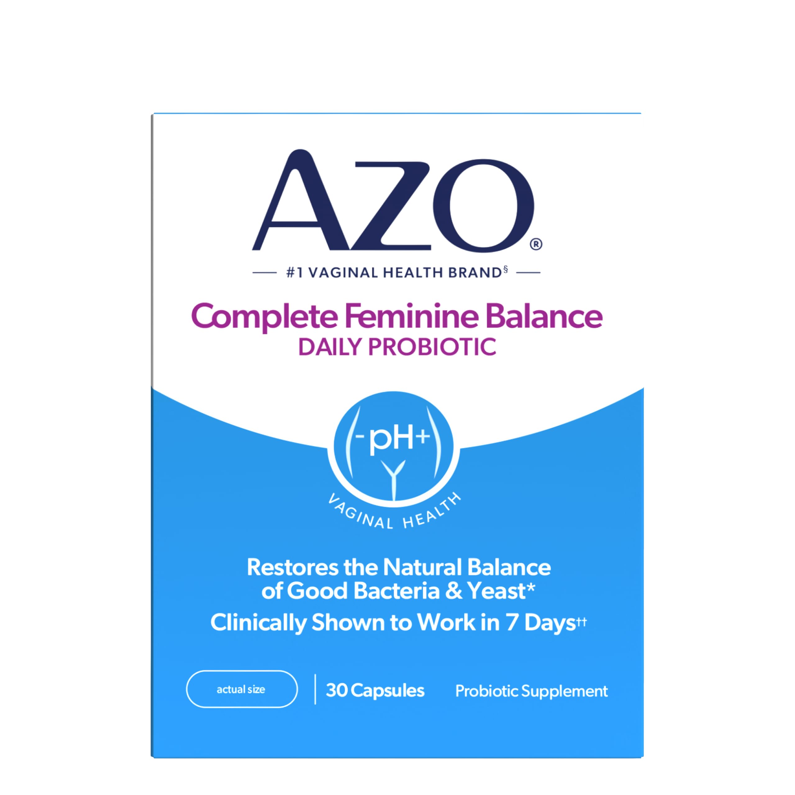 AZO Complete Feminine Balance Daily Probiotics for Women | 30 Count | Clinically Proven to Help Protect Vaginal Health | Clinically Shown to Work in 7 Days*