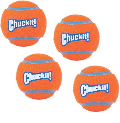 Chuckit! Tennis Ball Medium Pack of 4 Lightweight Dog Toy for Fetch