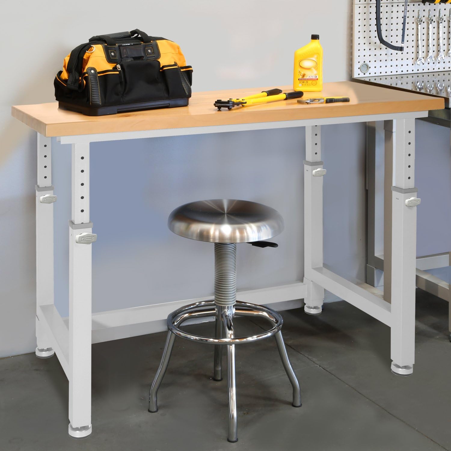 Seville Classics UltraHD Height Adjustable 4-Foot Heavy-Duty Wood Top Workbench Table, 48", Granite Gray: Kitchen & Dining