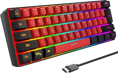 Snpurdiri 60% Wired Gaming Keyboard 61 Keys True RGB Backlit Ultra-Compact