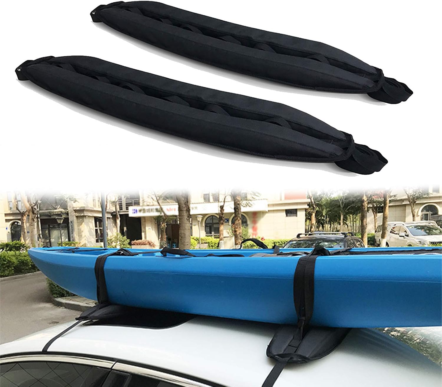 Universal Extra Long Kayak Roof Rack with Straps, Fits on SUV, Car and