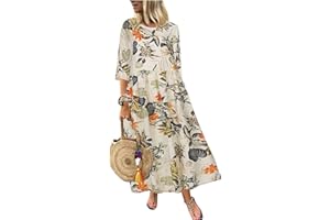 ZEFOTIM Summer Dresses for Women 2023 Polka Dot/Floral O Neck Short Sleeve Midi Loose Fit Beach Sun Dress