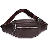 FYRLFB Genuine Leather Waist Bag, Outdoor Travel Waist Pack, Cowhide Leather Fanny Pack with Adjustable Strap, Suitable for Travelling, Outdoor Hiking, Cycling, Running - Brown & Small