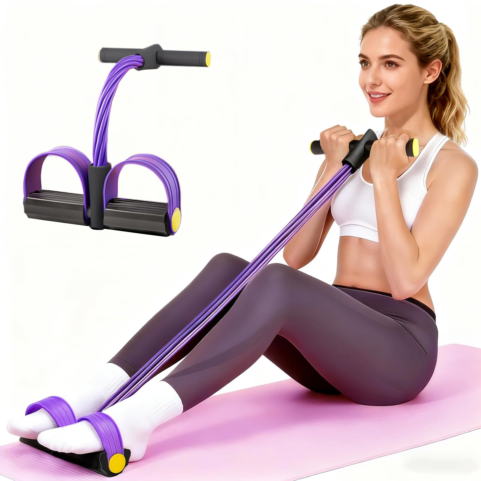 Photo 1 of ***MISSING PARTS***
Pedal Resistance Bands with Handles, Upgrade 6-Tubes Manual Tension Training Pedal, Natural Rubber Foot Pedal Resistance Bands, Multifunction Fitness Bands for Abdomen, Waist, Arm, Leg (Purple)