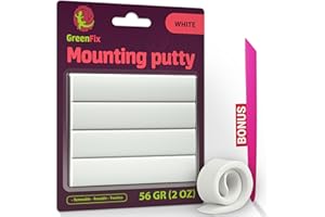 GreenFix Mounting Putty 2oz - White Sticky Tack for Wall Hanging - Removable Poster Putty Non Marking - No Damage Wall Adhesive Putty for Posters Picture Hanging Arts & Crafts