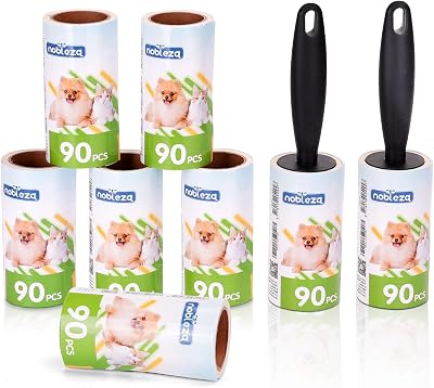 Nobleza Lint Roller 720 Sheets 8 Refills 2 Handles Pet Hair Remover