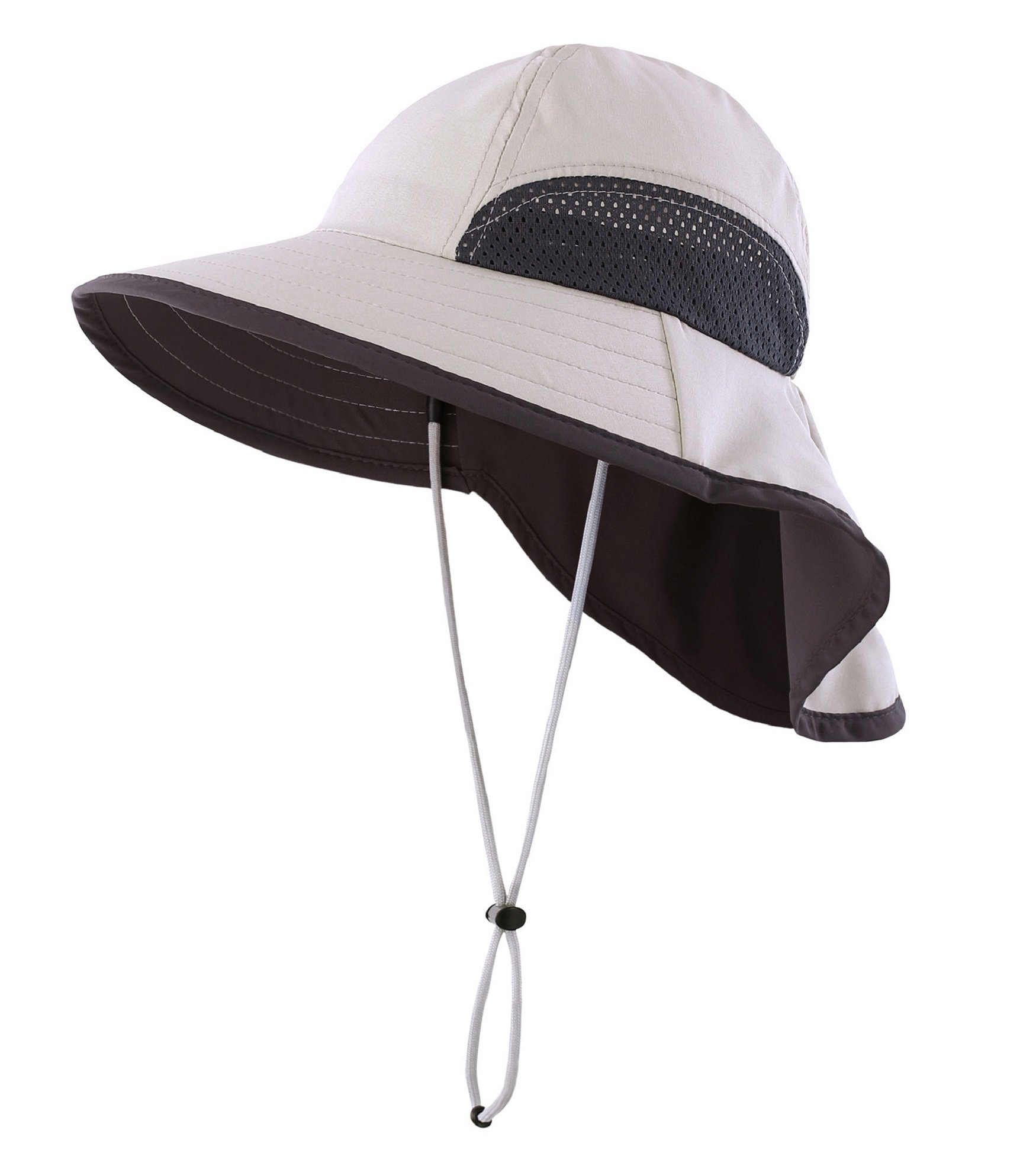 Connectyle Kids Wide Brim Neck Flap Sun Protection Hat Mesh Vent Bucket
