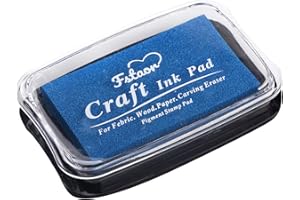 Fstaor Large Blue Ink Pad for Rubber Stamps, Non-Toxic Washable Safe Stamp Pads for Kids, Ink Pads Permanent for Paper Wood Fabric