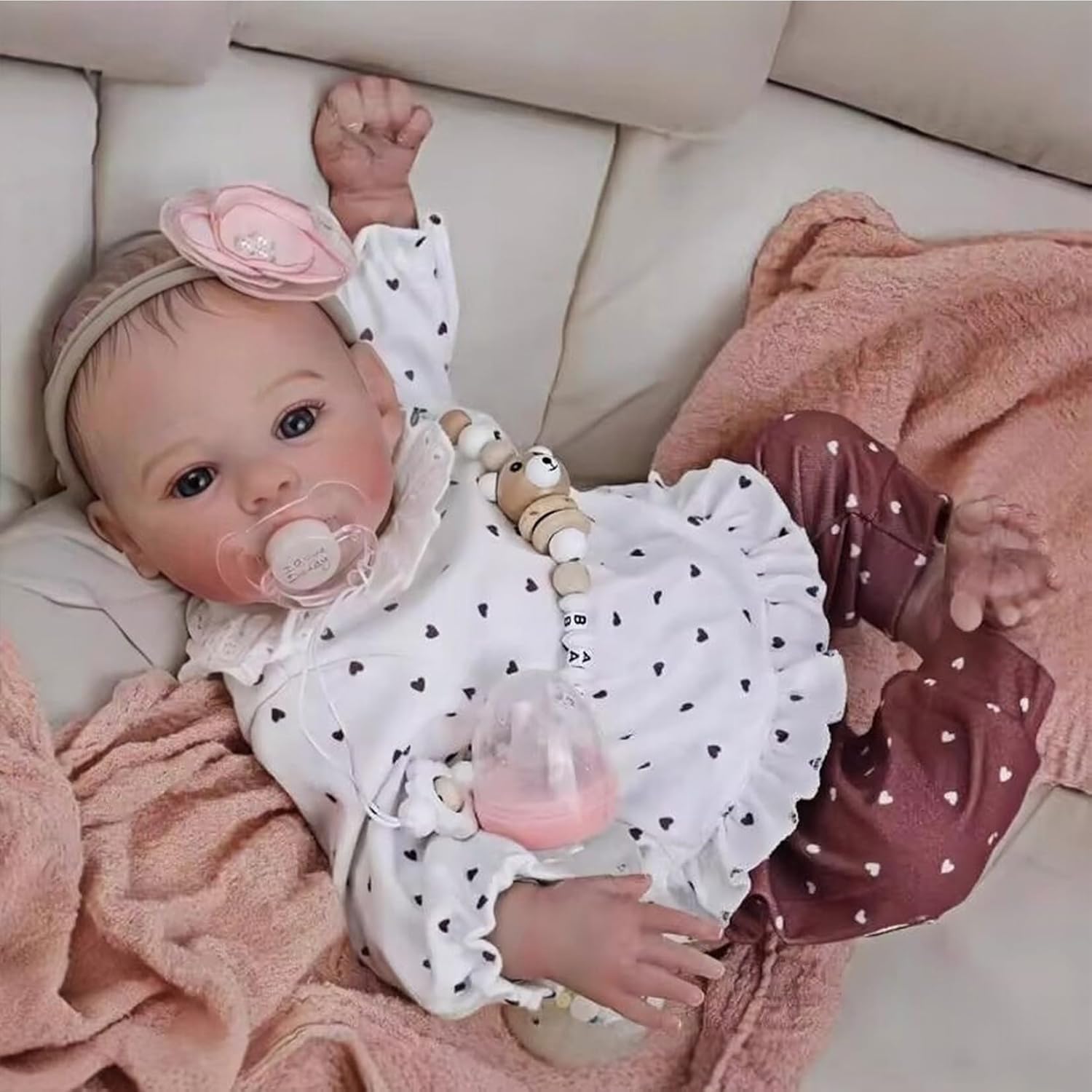 Reborn Baby Doll 18 Inch 47 cm Realistic Newborn Girl, Full Silicone Vinyl Handmade Lifelike Reborn Toddler Dolls Xmas Gift