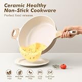 SENSARTE Ceramic Nonstick Frying Pan with Lid 30cm 4.7L Induction Pan view 3