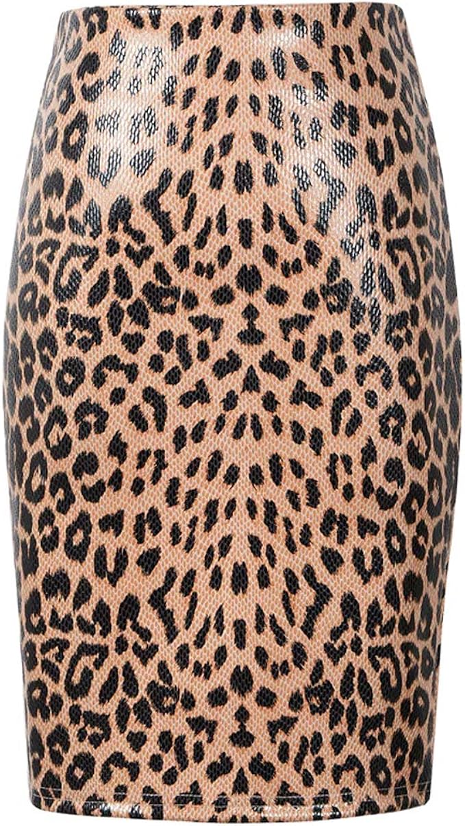 leather leopard print skirt