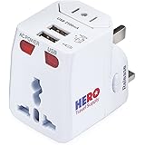 Hero Universal Travel Adapter (2 USB Ports) – Power Plug for US Europe France UK Ireland Thailand NZ Australia 100+ Countries