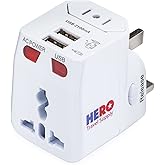 Hero Universal Travel Adapter (2 USB Ports) – Power Plug for US Europe France UK Ireland Thailand NZ Australia 100+ Countries