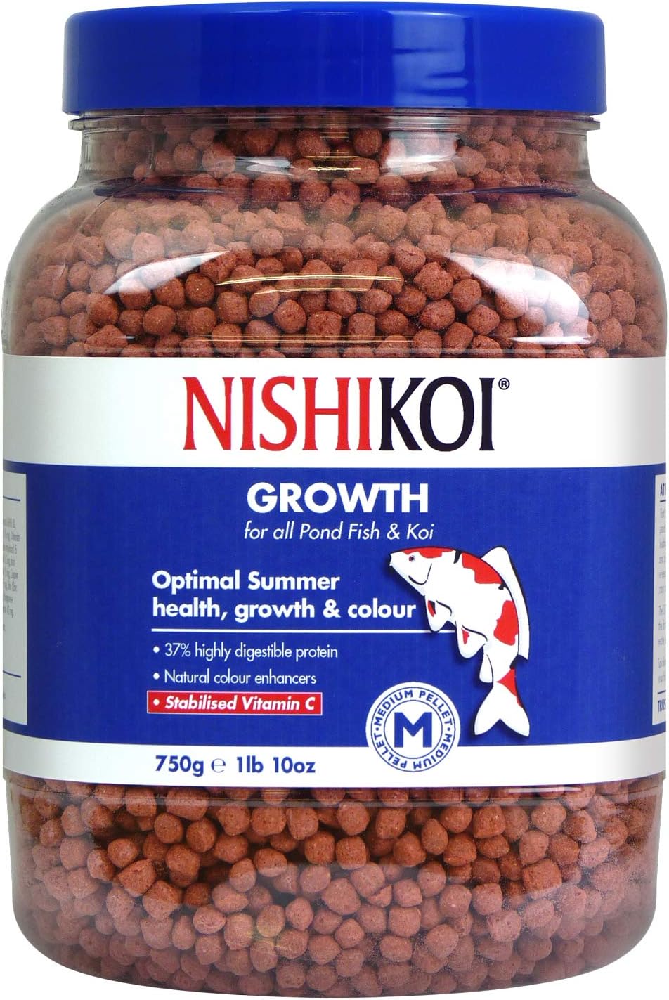 Nishikoi Growth Complete Food for Koi and Pond Fish - Medium Pellets - 750g, 750 g (Pack of 1)