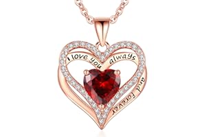 GIFON S925 Sterling Silver Necklace for Women, Wife Jewelry Rose Gold, Mom Birthday Valentines Mothers Day Gifts, Girlfriend Necklaces, Daughter Heart Jewel, Anniversary for Her