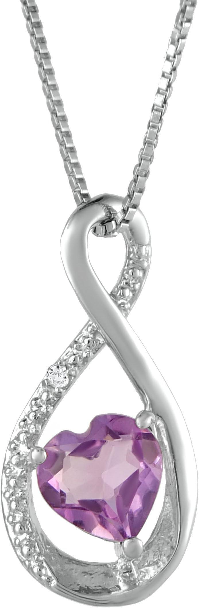 Lavari - Heart Gemstone and .005 cttw Diamond Birthstone Pendant in Silver…