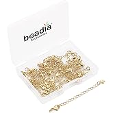 BEADIA 14K Gold Plated Extender Chains 75mm 20pcs 3D Star Extension Tail Chains for Jewelry Making Findings