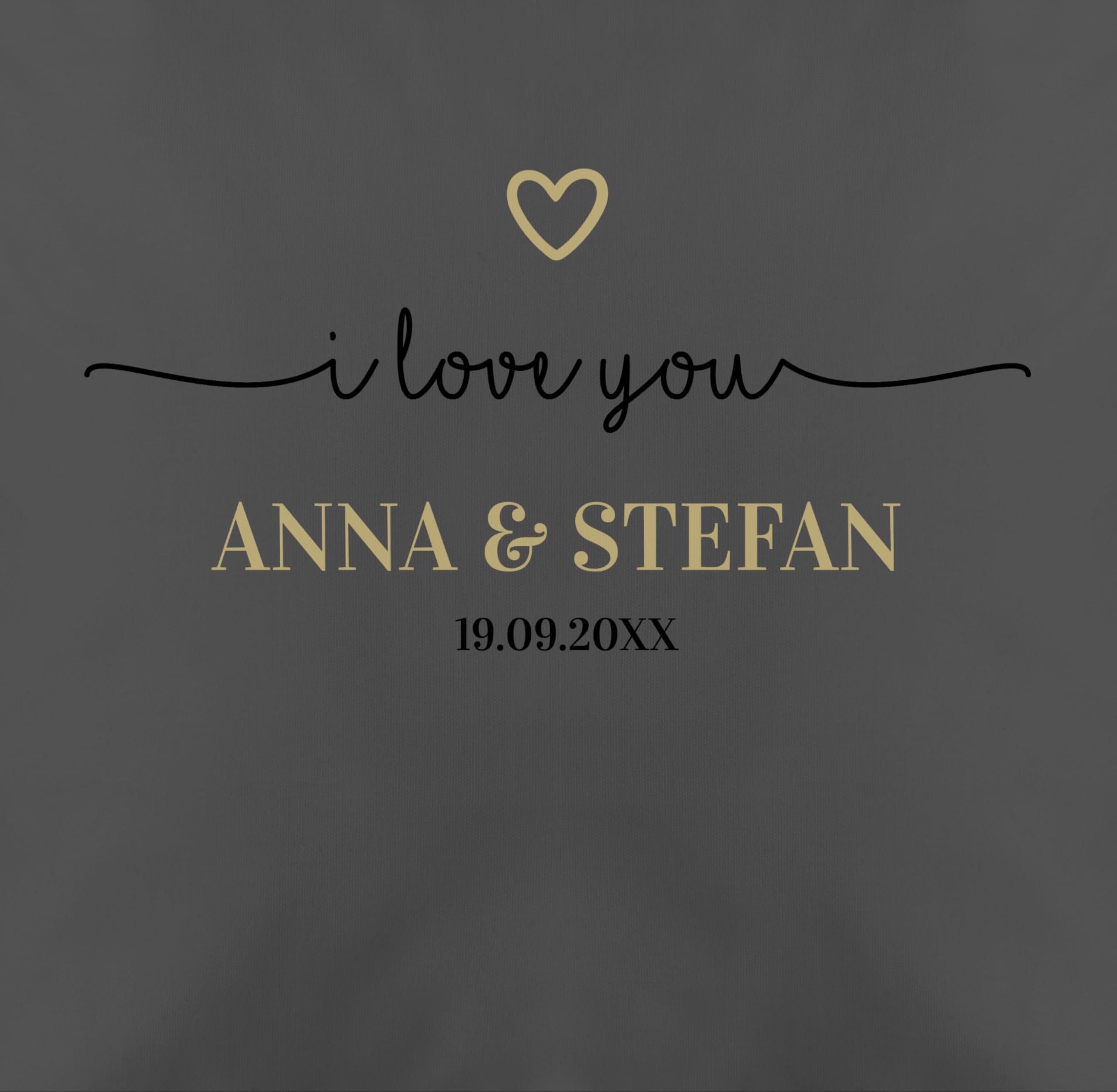 Kissen 50x50 - Ideen - I Love You mit Datum I Partner Geschenk I Geschenk Paare - 50 x 50 cm - Grau - Geschenke für Freundin partnerkisen Valentinstag Paar sofakissen päärchenkissen paarkisssen 2