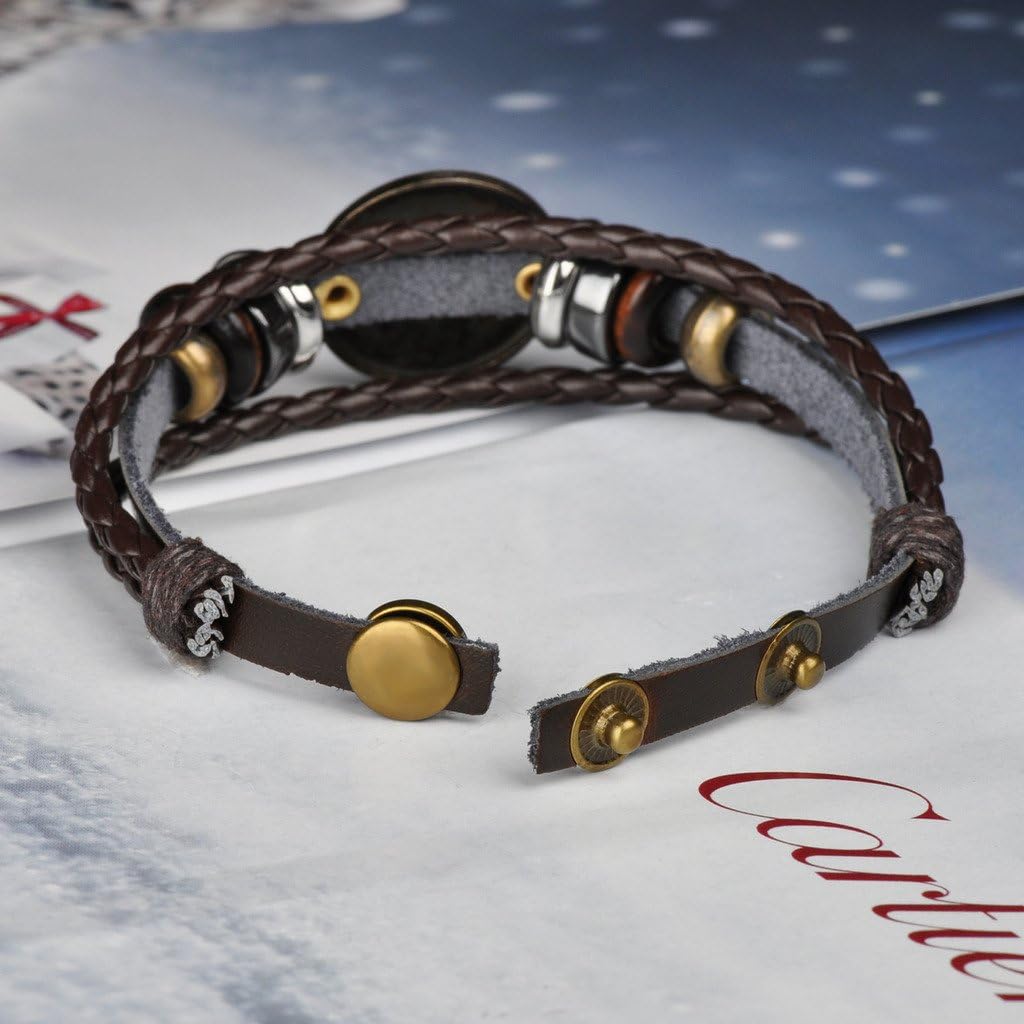 Infinite U Retro Punk Mens Womens 12 Constellation Zodiac Sign Bracelet Braided Leather Alloy Charm Bracelet Multilayer Wristband Bangle - Image 5