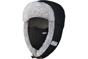BQA Winter Trapper Warm Hat for Men Women, Ushanka Russian Trooper Windproof Waterproof Hat with Ear Flaps for Outdoor Snow S