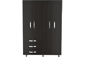 FM FURNITURE Janeiro Armoire, with One Cabinet and One Hidden Drawer- Black Wengue Finish. for Bedroom