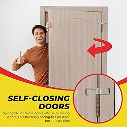 Spring Hinge Door Closer, Fits on Most Door Butt