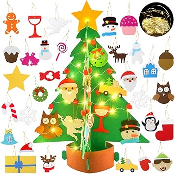 Decorazioni Natalizie Fatte Dai Bambini.Bageek Albero Di Natale In Feltro Per Bambini Decorazioni Natalizie Regali Natale Christmas Craft Kit Con 29 Decorativo Ornamenti Amazon It Casa E Cucina