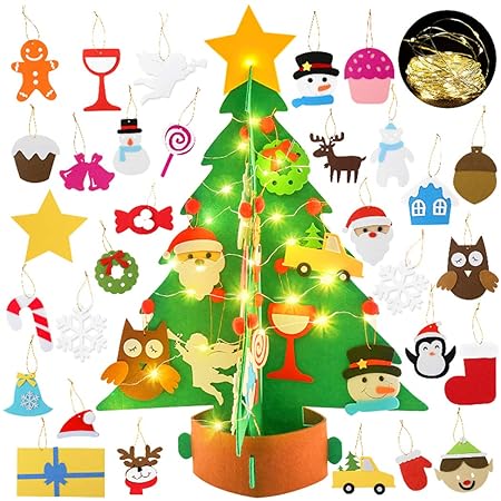 Bageek Albero Di Natale In Feltro Per Bambini Decorazioni Natalizie Regali Natale Christmas Craft Kit Con 29 Decorativo Ornamenti