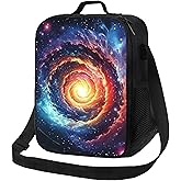 PAUSEBOLL Spiral Space Galaxy Lunch Bag for Boys Girls Star in Milkway Nebula Lunch Box for Boys Girls Reusable Portable Waterproof Lunch Bags with Adjustable Shoulder Strap and Side Pocket