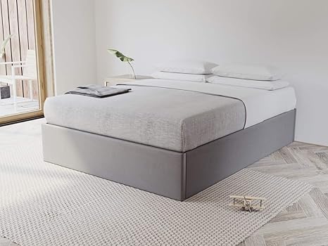 Amazon Com Vant Upholstered Platform Bed King Size Vintage Leather Grey Pewter Easy Assembly Bed Frame No Box Spring Needed Foundation For Optimal Support Sleek Modern Design For Any