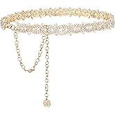 YooAi Rhinestone Belt Sliver Sparkly Crystal Dimonad Belt for Women Dresses Wedding Dress Bridal Belt