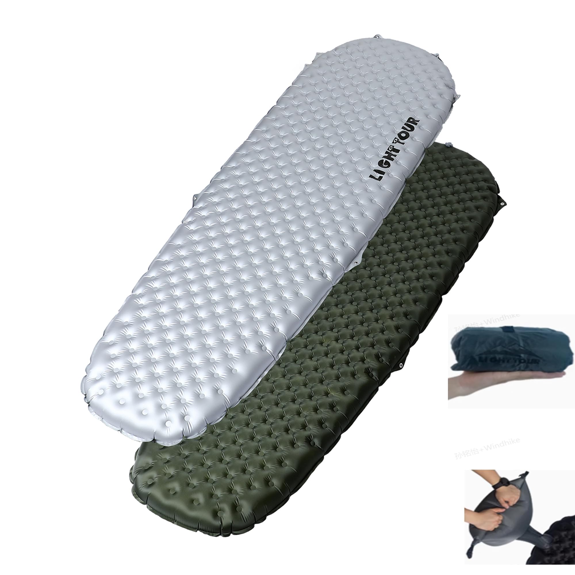 windhike Inflatable Sleeping Mattress R-Value 5.8/7.5 Withstands -20°C/-30°C Lightweight 415-620g 7–10 cm Thickness Insulated Warmth Moisture Barrier Camping Folding Pad Backpacking Travel