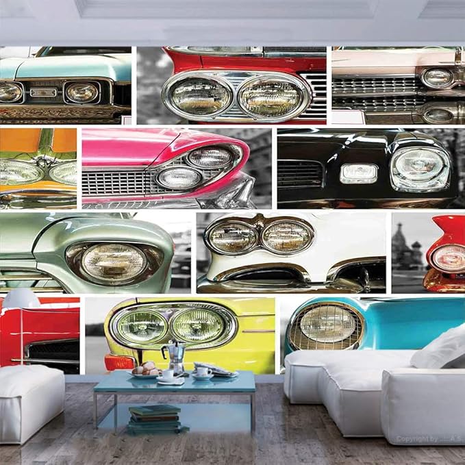 Amazon.com: 55x30 inches Wall Mural,Classic Cars Retro Automobile