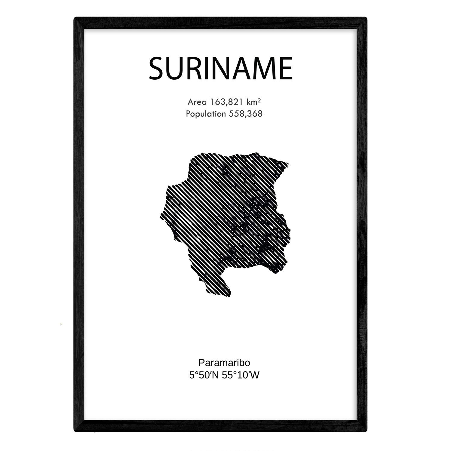 Nacnic Poster Suriname. Sheets of countries and continents. A3 size