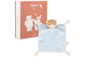 Kaloo - Bear Comforter 24 cm - Blue - Ultra-Soft Flat Baby Comforter - Extra Soft Flannel Fur - Bows with Dummy Clip Function