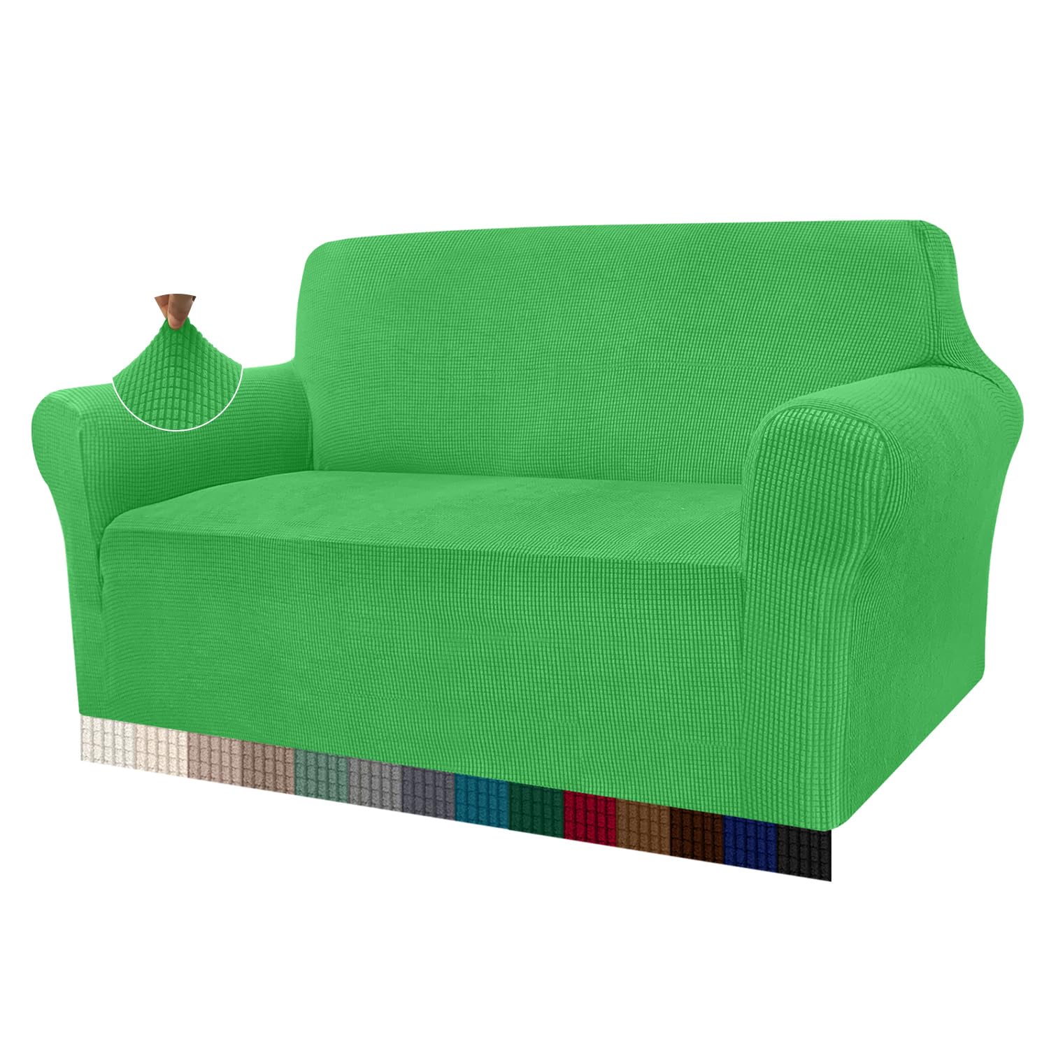 Granbest High Stretch Sofa Covers Universal Super Soft Loveseat Couch Jacquard Covers for Dogs Non Slip Furniture Protector Machine Washable (2 Seater, Avocado Green)