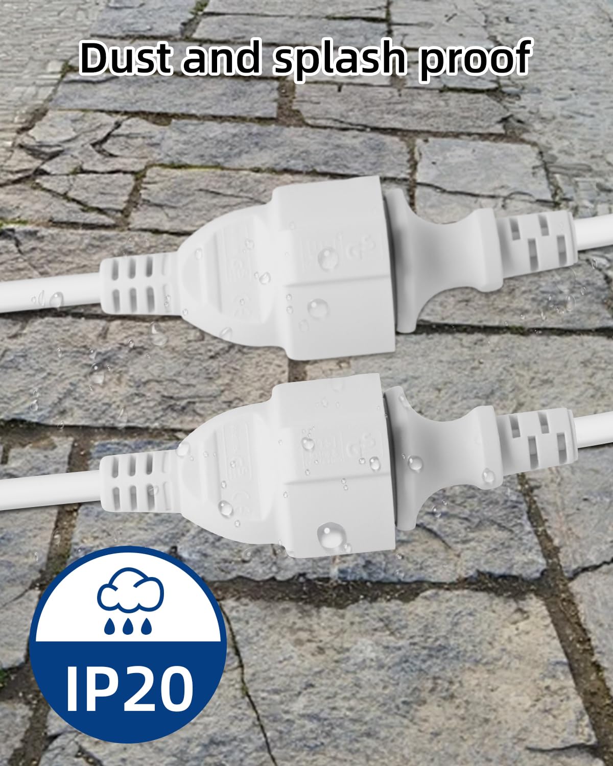 GELRHONR 90 ° Verlängerungskabel, 2 Fach Schuko Steckdosen verlängerungskabel IP44/250V16A Schutzkontakt Typ F (CEE 7/7) Steckdosen auf Buchse, für Außenbereich，Zuhause,Küche, Büro (Weiß 1 to 2) 5