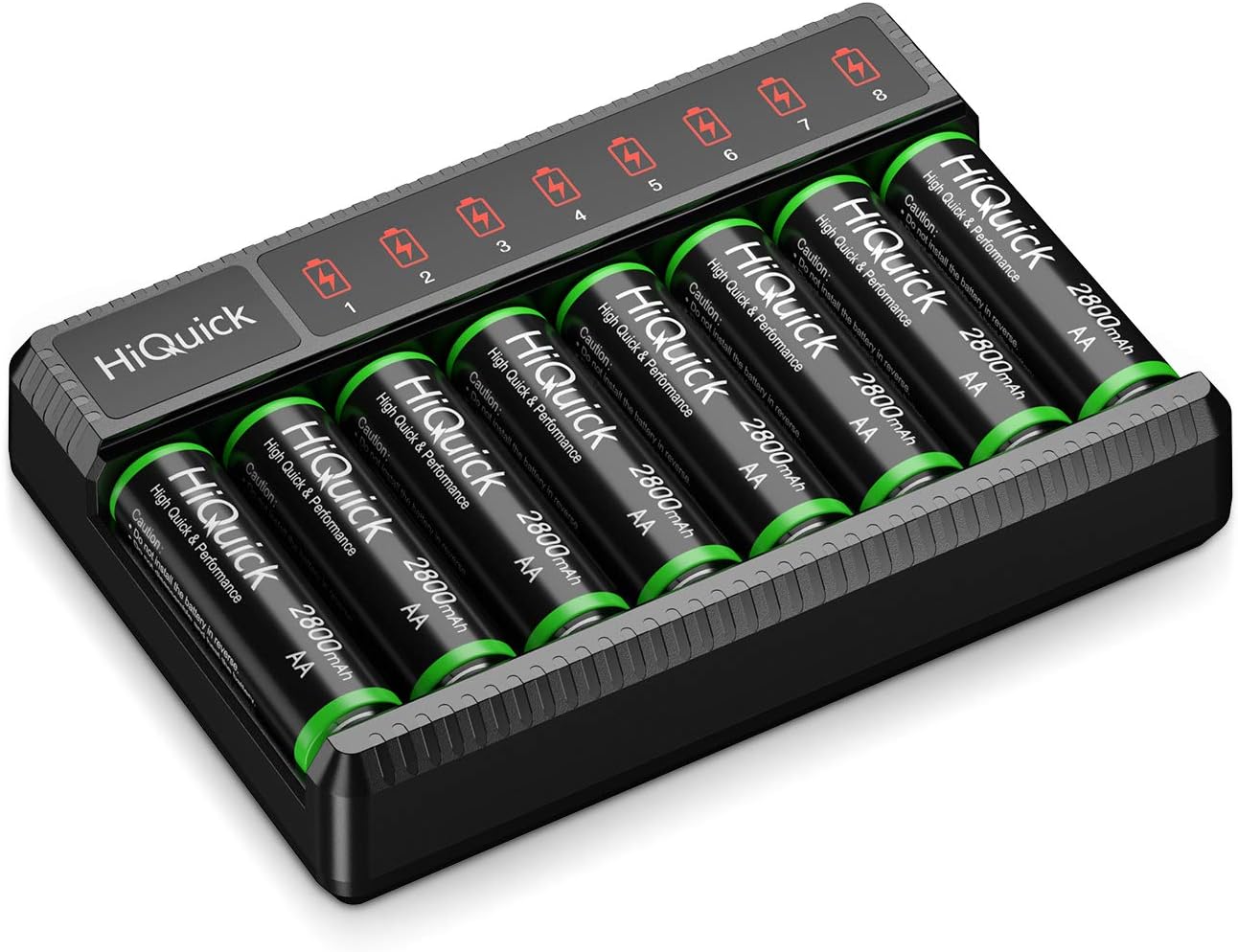 HiQuick 8 x AA Rechargeable Batteries with Battery Charger - Image 3