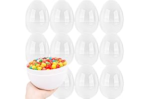 Haconba 12 Pack 8 Inch Jumbo White Easter Eggs Plastic Fillable White Blank Easter Eggs for DIY Craft Basket Stuffers Hunt Ga